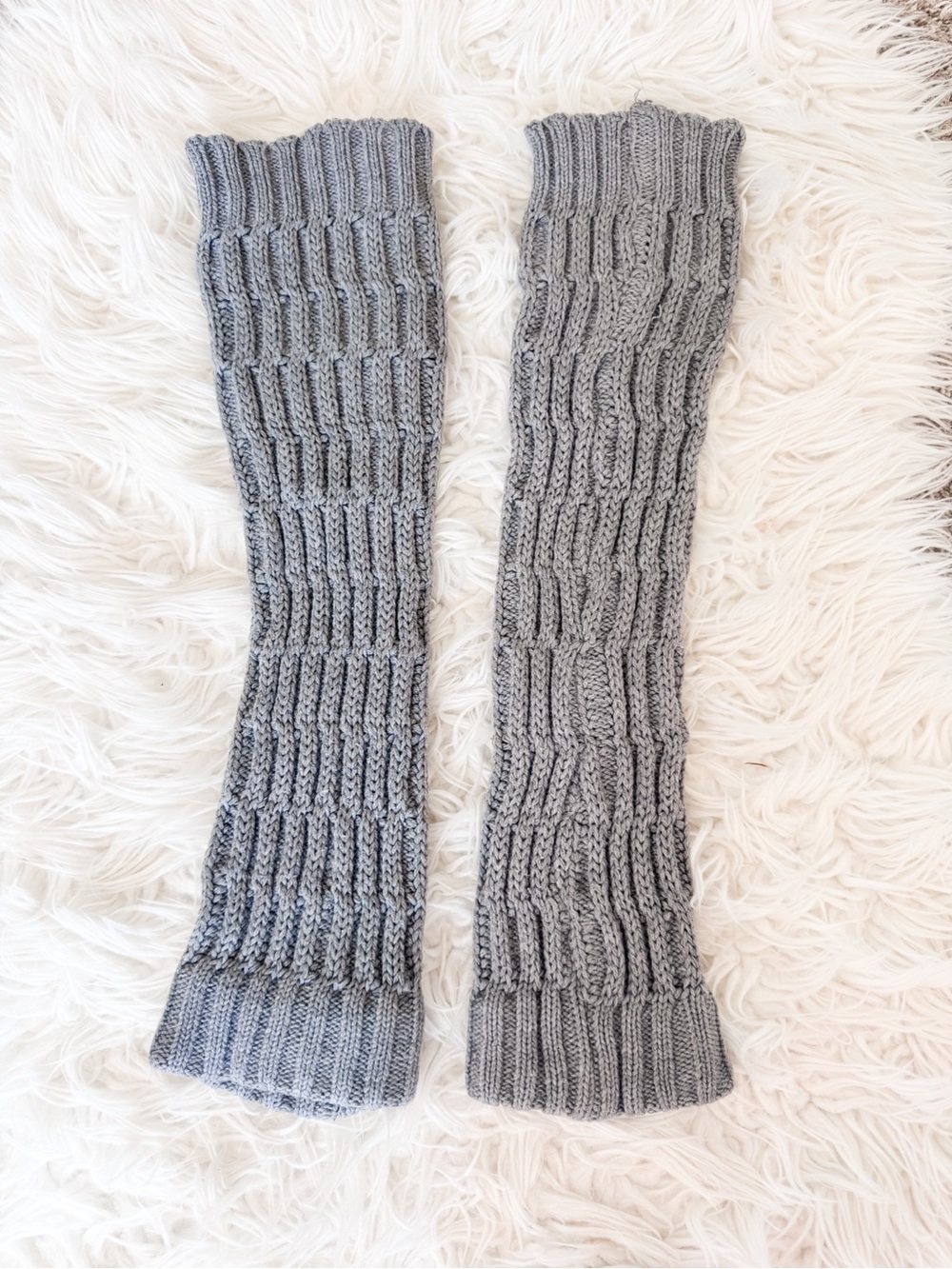 Gray Cable Knit Leg Warmers